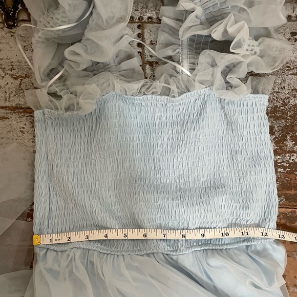 Mable Fiori Light Blue Tulle Tiered Maxi Dress - Picture 6 of 10